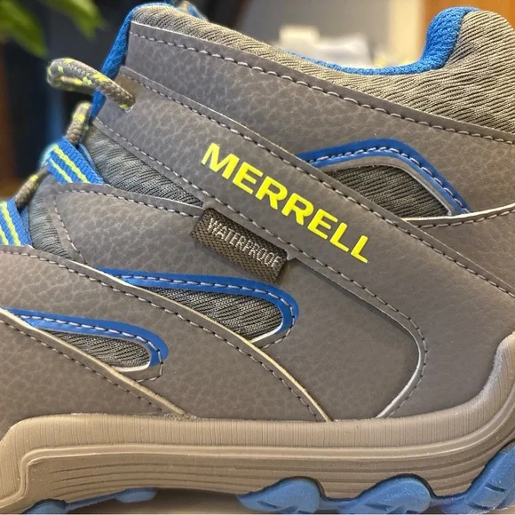 Merrell Kids Waterproof Hiking Shoes Gray Blue Size 4 New in Box - Picture 6 of 9